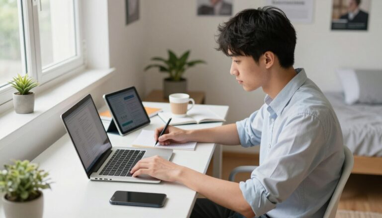 daily routine of a student at home